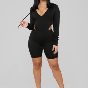 Fashion Nova- Black 2 piece biker set